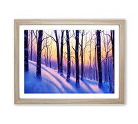 Winter Forest Sunrise Vol.2 Framed Print | A3 Oak Framed Wall Art | Ready to Hang | Modern Landscape Picture | Living Room Bedroom Lounge Office