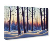 Winter Forest Sunrise Vol.3 Canvas Print | Gallery Wrapped 30mm Frame Wall Art | 30x20 inches | Ready to Hang | Contemporary Landscape Picture | Living Room Bedroom Lounge Office