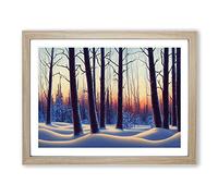 Winter Forest Sunrise Vol.3 Framed Print | A3 Oak Framed Wall Art | Ready to Hang | Modern Landscape Picture | Living Room Bedroom Lounge Office