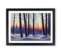 Winter Forest Sunrise Vol.3 Framed Print | A4 Black Framed Wall Art | Ready to Hang | Modern Landscape Picture | Living Room Bedroom Lounge Office