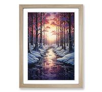 Winter Forest Surrealism Framed Print | A2 Oak Framed Wall Art | Ready to Hang | Surrealist Landscape Picture | Living Room Bedroom Lounge Office