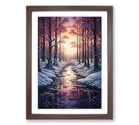 Winter Forest Surrealism Framed Print | A2 Walnut Framed Wall Art | Ready to Hang | Surrealist Landscape Picture | Living Room Bedroom Lounge Office
