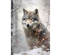 Winter Forest Timber Wolf Greeting Card - Large A5