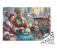 Winter Forest Vintage Car 1000 Piece Jigsaw Puzzle Paper for Adults Old Times 52x38cm/1000pcs