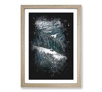 Winter Forest Vol.10 Paint Splash Framed Print | A2 Oak Framed Wall Art | Ready to Hang | Modern Landscape Picture | Living Room Bedroom Lounge Office