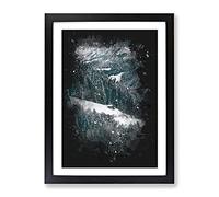 Winter Forest Vol.10 Paint Splash Modern Framed Print | A2 Black Framed Wall Art | Ready to Hang | Modern Landscape Picture | Living Room Bedroom Lounge Office