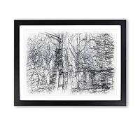 Winter Forest Vol.11 Sketch Modern Art Framed Print | A2 Black Framed Wall Art | Ready to Hang | Modern Landscape Picture | Living Room Bedroom Lounge Office