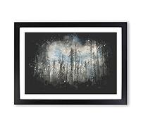 Winter Forest Vol.2 Paint Splash Framed Print | A2 Black Framed Wall Art | Ready to Hang | Modern Landscape Picture | Living Room Bedroom Lounge Office