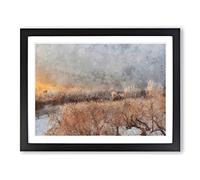 Winter Forest Vol.3 Painting Modern Art Framed Print | A3 Black Framed Wall Art | Ready to Hang | Modern Landscape Picture | Living Room Bedroom Lounge Office