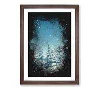 Winter Forest Vol.9 Paint Splash Framed Print | A2 Walnut Framed Wall Art | Ready to Hang | Modern Landscape Picture | Living Room Bedroom Lounge Office