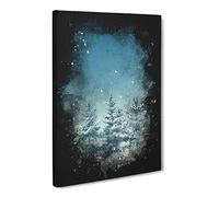 Winter Forest Vol.9 Paint Splash Modern Canvas Wall Art Print Ready to Hang, Framed Picture for Living Room Bedroom Home Office Décor, 20x14 Inch (50x35 cm)