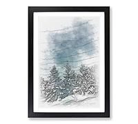 Winter Forest Vol.9 Sketch Framed Print | A2 Black Framed Wall Art | Ready to Hang | Modern Landscape Picture | Living Room Bedroom Lounge Office