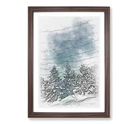 Winter Forest Vol.9 Sketch Framed Print | A2 Walnut Framed Wall Art | Ready to Hang | Modern Landscape Picture | Living Room Bedroom Lounge Office