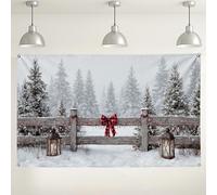 Winter Forest Wall Backdrop, Rustic Snowy Landscape Photography Background, Holiday Decorations for Christmas Party Booth Supplies 71x43 Inch