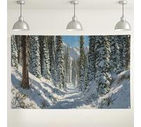 Winter Forest Wall Backdrop, Snowy Pine Tree Scenic Photography Background for Holiday Parties, Cozy Indoor/Outdoor Decorations 71x43 Inch