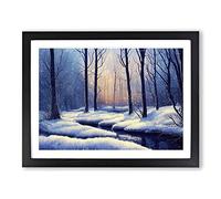 Winter Forest Watercolour Vol.4 Framed Print | A3 Black Framed Wall Art | Ready to Hang | Modern Landscape Picture | Living Room Bedroom Lounge Office