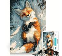 Winter Fox in Snow Jigsaw 1000 Pieces for Teenagers Mind Boost Fun Zero Gap Captivating Leisure for Cozy Indoors (38x26cm)