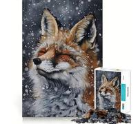 Winter Fox Wildlife Jigsaw 1000 Piece Mind Skill Play Stable Fit No Shifting Parts Enjoyable Pastime for Long Weekends (38x52cm)