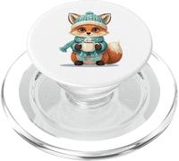 Winter Fox with Knit Hat Scarf and Warm Cup Art PopSockets PopGrip for MagSafe