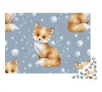 Winter Foxes Illustration Jigsaw Puzzles Puzzle for Adults Kids. 1000 Pieces Whimsical Challenge Toy Educational Game Home Decoration for Educational Games Gifts 70x50cm/1000pcs