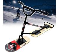 Winter Fun Ski Skate, Adults Snow Ski with 360° Full Rotation Steering, Dual-Blade Stability Snowmobile, 150kg Capacity Multi-Purpose Portable Snowboard Sled, for Winter Sports(Black)