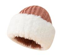 Winter Furry and Thickened Woolen Hat for Women Versatile Large Head Circumference Showing Small Knitted Hat Ear and Warmth Leather Hat Women (Pink, L)