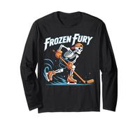 Winter Fury Skeleton Ice Hockey Skater Design Long Sleeve T-Shirt