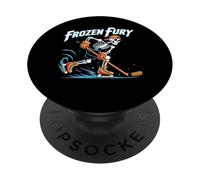 Winter Fury Skeleton Ice Hockey Skater Design PopSockets Adhesive PopGrip