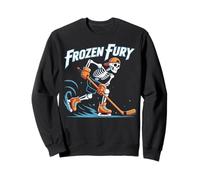 Winter Fury Skeleton Ice Hockey Skater Design Sweatshirt