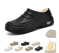 Winter Fuzzy Armadillo Chef Shoes for Men Women,Armadillo Clogs Waterproof Non Slip,Warm Comfortable Lightweight Work Shoes Wide Width Slip-On for Chef Nurse Garden(A Black,11 UK)