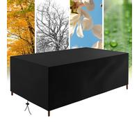 Winter Garden Furniture Covers Waterproof Windproof Heavy Duty Rip Proof 200x100x65cm/LxWxH 420d Oxford Fabric Large Patio Set Cover Outdoor Table Cover Square/Rectangular Black Cold and Rainproof