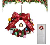 Winter Garland, Festive Front Door Ornament, Artificial Evergreen with Lights Bow Glitter, Luxury Decorative Accent for Apartment Dining Room Shop Cafe Outdoor Fence Holiday Celebration Showcase