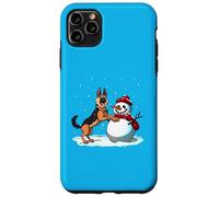 Winter German Shepherd posing for pics with a snowman Case for iPhone 11 Pro Max