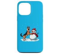 Winter German Shepherd posing for pics with a snowman Case for iPhone 13 Pro Max