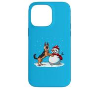 Winter German Shepherd posing for pics with a snowman Case for iPhone 14 Pro Max