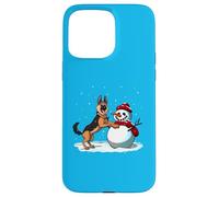 Winter German Shepherd posing for pics with a snowman Case for iPhone 15 Pro Max