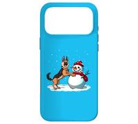 Winter German Shepherd posing for pics with a snowman Case for iPhone 17 Pro Max