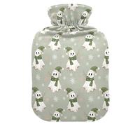 Winter Ghosts Snowflakes Gray Hot Water Bottle with Cover for Pain Relief Heating Bottles for Headaches, 2L