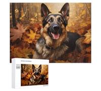 Winter Gift - Autumn Adventure German Shepherd's Journey Through Fall Foliage, Jigsaw Puzzle for Adults, 500 PCS, for Mindful Indoor Entertainment