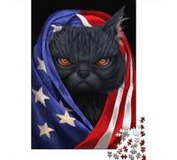 Winter Gift: Black Cat USA Patriot 1000 Piece Jigsaw, 38x26cm/1000pcs