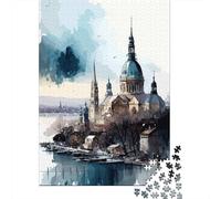 Winter Gift: Budapest Watercolor City 1000 Piece Jigsaw, 38x26cm/1000pcs