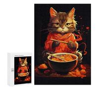 Winter Gift: Cute Cat Eating Ramen, 300 PCS, Jigsaw Puzzle for Adults, for Screen-Free Relaxation at Home