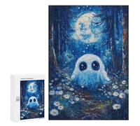 Winter Gift: Ghost in The Moonlight Forest, 300 PCS, Jigsaw Puzzle for Adults, for Screen-Free Relaxation at Home