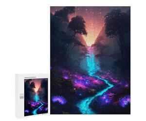 Winter Gift: Illuminated Forest Cascade, 500 PCS, Decorative Jigsaw for Grown-Ups - to Assemble, Frame And Display