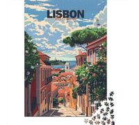 Winter Gift: Lisbon Street View 1000 Piece Jigsaw, 70x50cm/1000pcs | For free time at home: Adult jigsaw puzzle with 1000 pieces; for puzzle fans who enjoy a patient challenge.