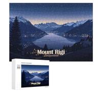 Winter Gift: Mount Rigi, Switzerland at Night, 300 PCS, Wooden Brain Teaser for Adults - for Quiet Evenings And Focused Play