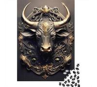 Winter Gift: Shiny Golden Bull Art Deco 1000 Piece Jigsaw, 70x50cm/1000pcs