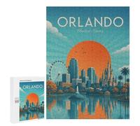 Winter Gift: Vintage Style Orlando Travel Poster, 500 PCS, Displayable Picture Puzzle; for Couples, Friends And Family