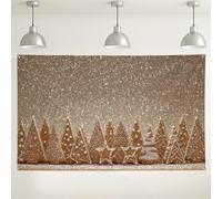 Winter Gingerbread Biscuits Wall Backdrop, Festive Sweet Treats Holiday Decorations, Cozy Indoor/Outdoor Photo Background for Christmas Party Supplies 71x43 Inch