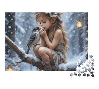 Winter Girl BirdJigsaw Puzzle Cozy Non Toxic Couples Logic Training Party Game Best Puzzle Gift 1000 Pieces 52x38cm/1000pcs